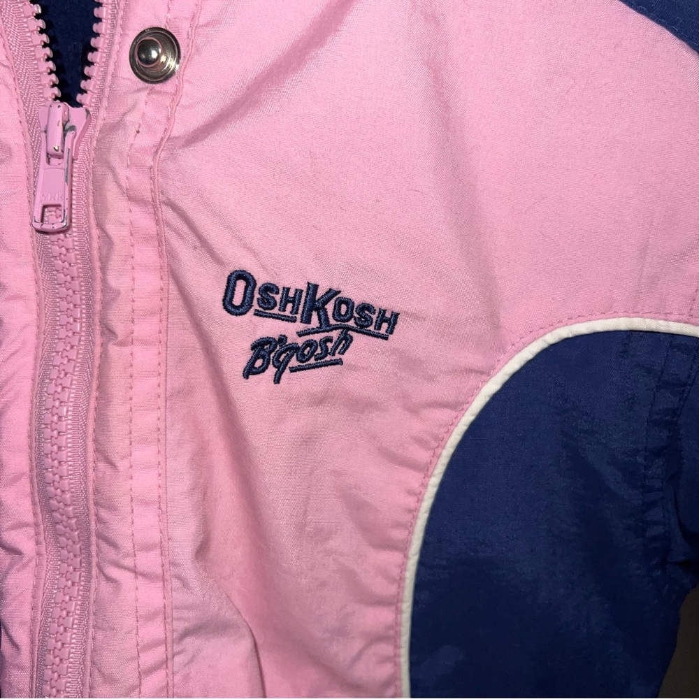 OshKosh B’gosh Pink & Navy Hooded Puffer Jacket | 18 Months - Picture 4 of 8